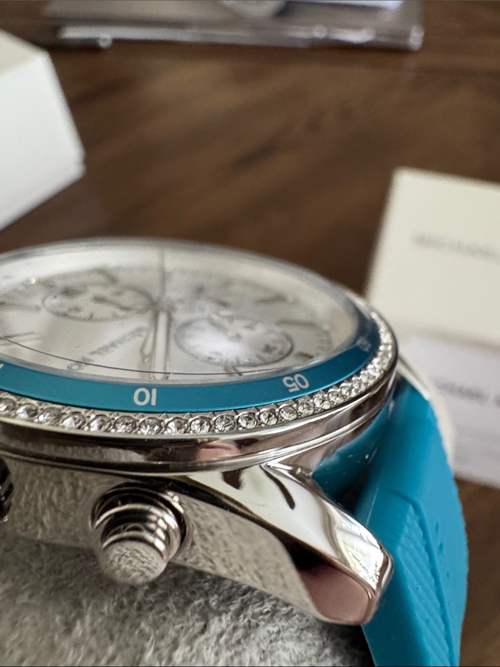 Michael Kors Hadyn Turquoise & White Crystal-Trim Chronograph Watch - Picture 5 of 6